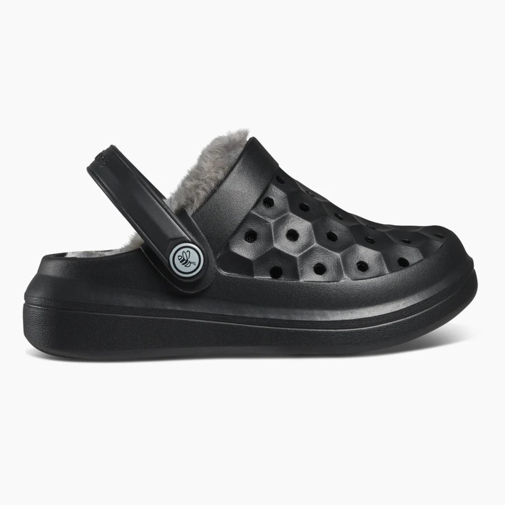 JoyLab Kids Fur-Lined Black Comfort Clogs